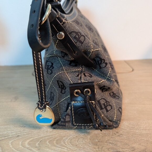 Vintage Dooney & Bourke Small Signature Shoulder Bag Gray Monogram Flaws - Picture 7 of 12